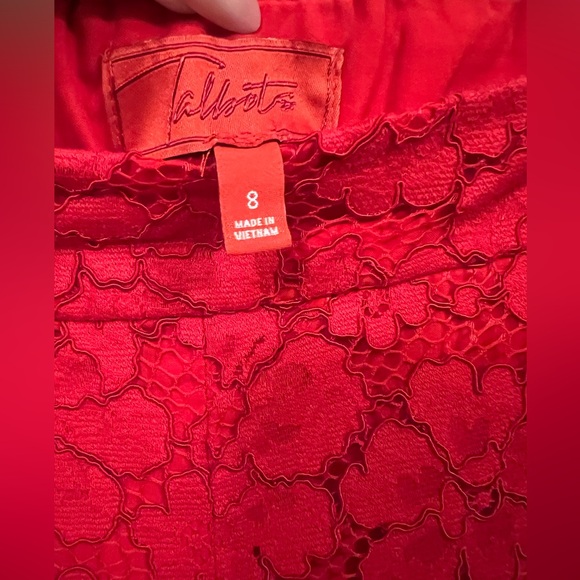 Bundle👖👚WHBM Long Sleeve Cold
Shoulder Blouse & Talbots lace Red Pants - Picture 11 of 13